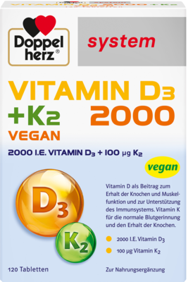 DOPPELHERZ Vitamin D3 2000+K2 system Tabletten