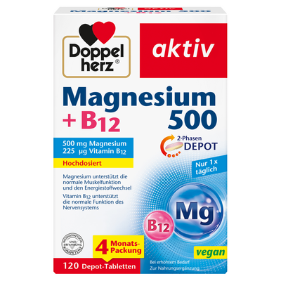 DOPPELHERZ Magnesium 500+B12 2-Phasen Depot Tabl.