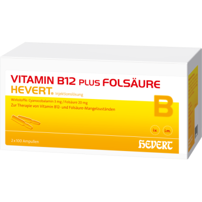 VITAMIN B12 PLUS Folsäure Hevert a 2 ml Ampullen