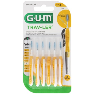 GUM TRAV-LER 1,3mm Tanne gelb Interdental+6Kappen