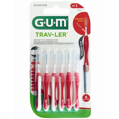 GUM TRAV-LER 0,8mm Kerze rot Interdental+6Kappen