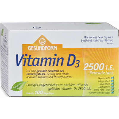 GESUNDFORM Vitamin D3 2.500 I.E. Vega-Caps