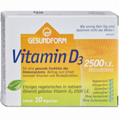 GESUNDFORM Vitamin D3 2.500 I.E. Vega-Caps