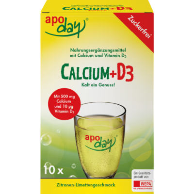 APODAY Calcium+D3 Zitrone-Limette zuckerfrei Pulv.